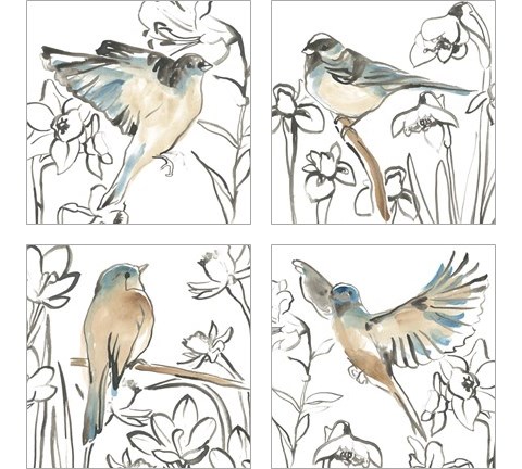 Songbird Meadow 4 Piece Art Print Set by June Erica Vess