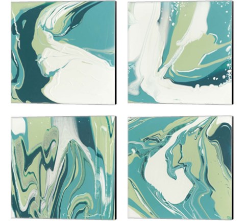 Flowing Teal 4 Piece Canvas Print Set by Studio W