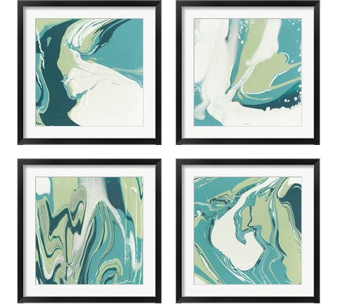 Flowing Teal 4 Piece Framed Art Print Set by Studio W