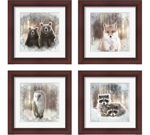 Enchanted Winter Bears 4 Piece Framed Art Print Set by Bluebird Barn