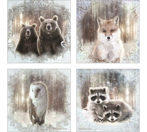 Enchanted Winter Bears 4 Piece Art Print Set by Bluebird Barn