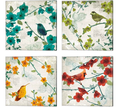 Birds and Butterflies 4 Piece Canvas Print Set by Tandi Venter