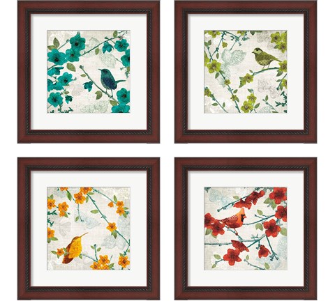 Birds and Butterflies 4 Piece Framed Art Print Set by Tandi Venter