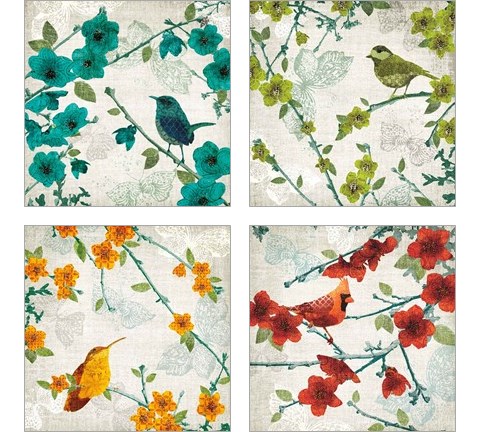 Birds and Butterflies 4 Piece Art Print Set by Tandi Venter