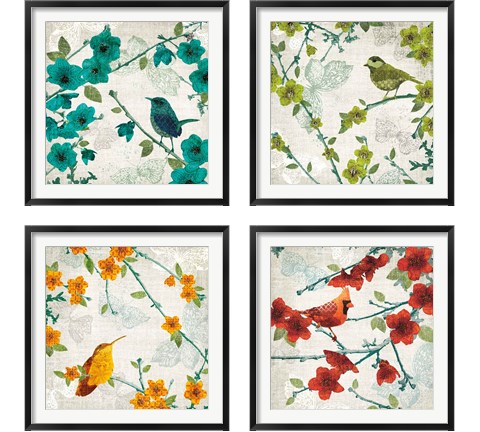Birds and Butterflies 4 Piece Framed Art Print Set by Tandi Venter