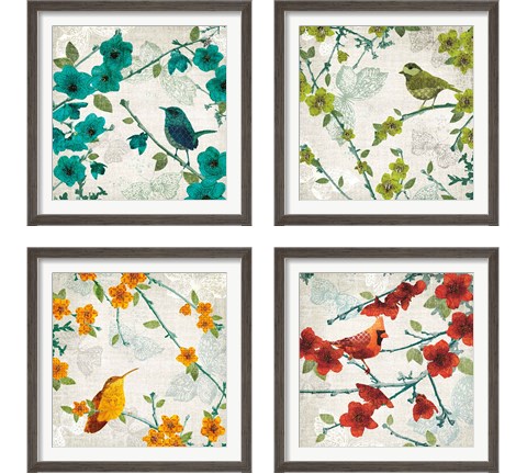 Birds and Butterflies 4 Piece Framed Art Print Set by Tandi Venter