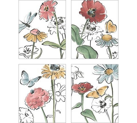 Boho Florals 4 Piece Art Print Set by June Erica Vess