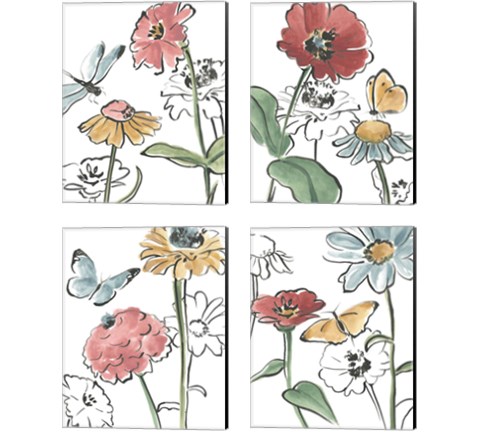 Boho Florals 4 Piece Canvas Print Set by June Erica Vess