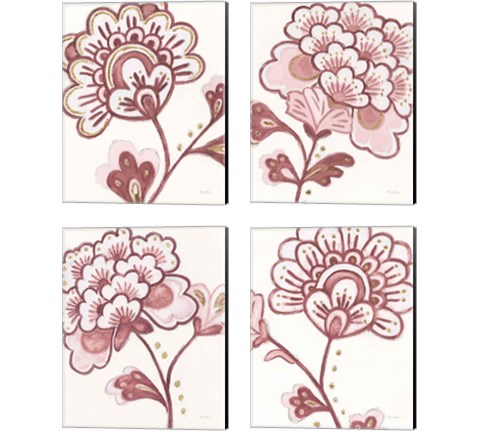 Flora Chinoiserie Pink 4 Piece Canvas Print Set by Emily Adams