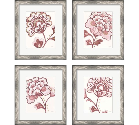 Flora Chinoiserie Pink 4 Piece Framed Art Print Set by Emily Adams
