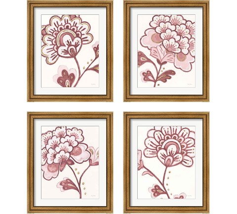 Flora Chinoiserie Pink 4 Piece Framed Art Print Set by Emily Adams