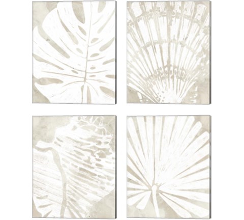 Linen Tropical Silhouette 4 Piece Canvas Print Set by June Erica Vess