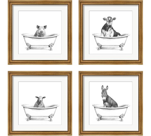Clawfoot Critter 4 Piece Framed Art Print Set by Victoria Borges