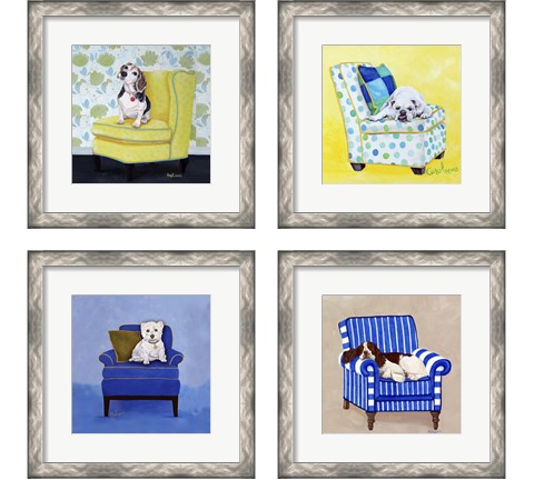 Dogs on Chairs 4 Piece Framed Art Print Set by Carol Dillon