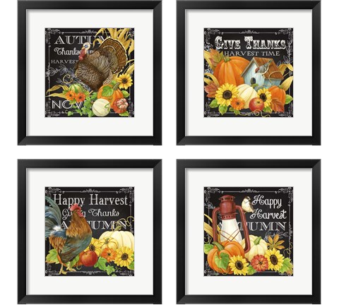 Harvest Greetings 4 Piece Framed Art Print Set by Jane Maday