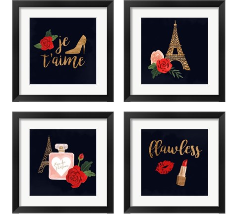 Oui Oui Glam 4 Piece Framed Art Print Set by Victoria Borges