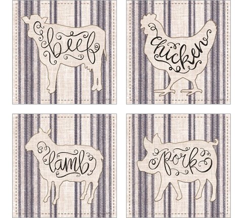 Striped Country Kitchen Animals 4 Piece Art Print Set by Cindy Jacobs