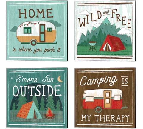 Comfy Camping 4 Piece Canvas Print Set by Melissa Averinos