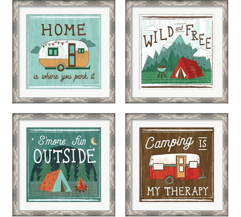 Comfy Camping 4 Piece Framed Art Print Set by Melissa Averinos