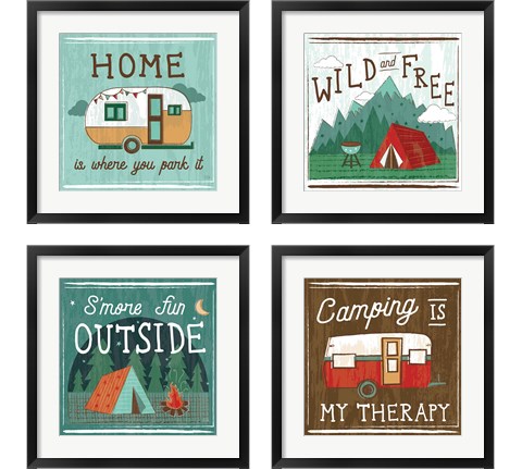 Comfy Camping 4 Piece Framed Art Print Set by Melissa Averinos