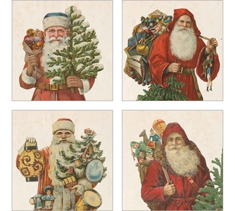 Victorian Santa 4 Piece Art Print Set by Wild Apple Portfolio