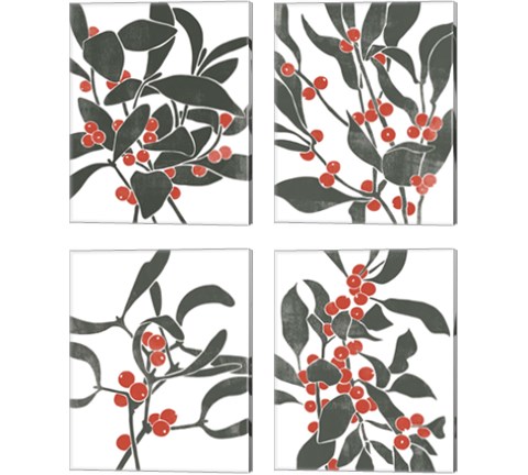 Colorblock Berry Branch 4 Piece Canvas Print Set by Emma Scarvey