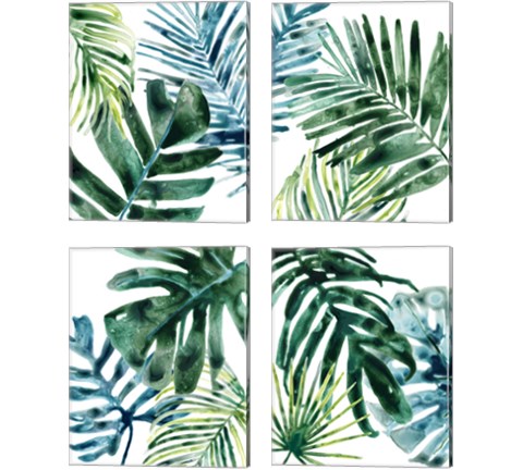 Tropical Leaf Medley 4 Piece Canvas Print Set by June Erica Vess