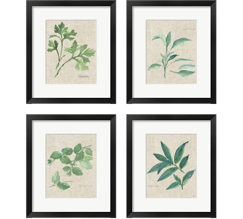Herbs on Burlap 4 Piece Framed Art Print Set by Chris Paschke