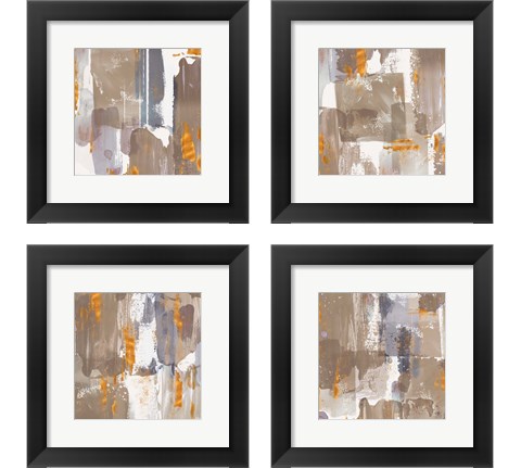 Icescape Abstract Grey Gold 4 Piece Framed Art Print Set by Northern Lights