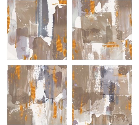 Icescape Abstract Grey Gold 4 Piece Art Print Set by Northern Lights