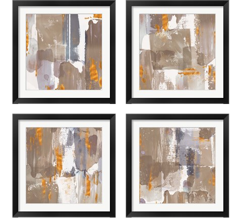 Icescape Abstract Grey Gold 4 Piece Framed Art Print Set by Northern Lights