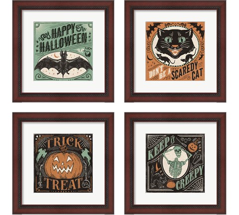 Scaredy Cats 4 Piece Framed Art Print Set by Janelle Penner
