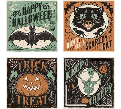 Scaredy Cats 4 Piece Art Print Set by Janelle Penner
