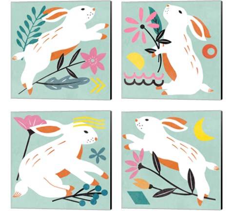 Easter Bunnies 4 Piece Canvas Print Set by Melissa Wang