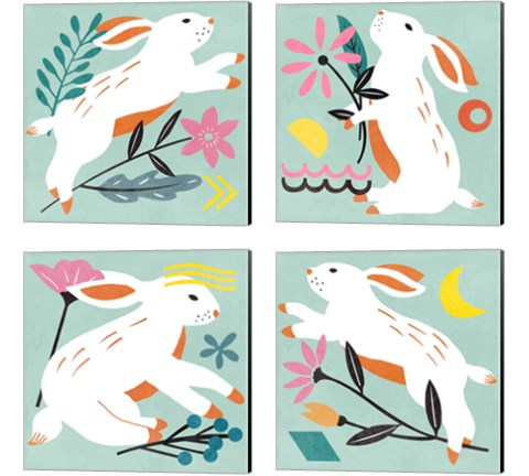 Easter Bunnies 4 Piece Canvas Print Set by Melissa Wang