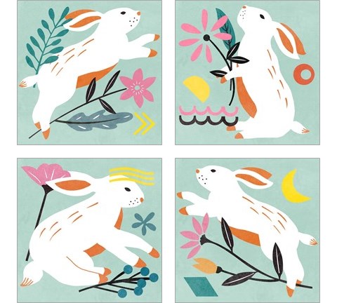 Easter Bunnies 4 Piece Art Print Set by Melissa Wang