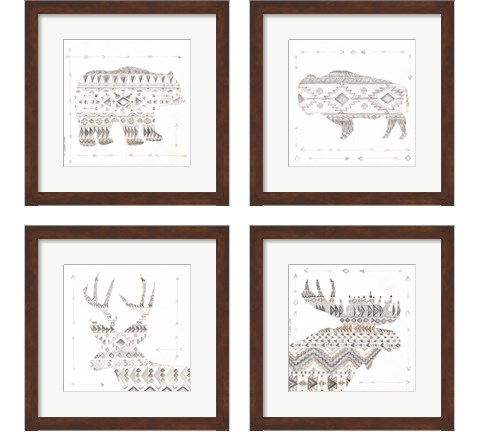 Patterned Forest Animal 4 Piece Framed Art Print Set by Cindy Shamp