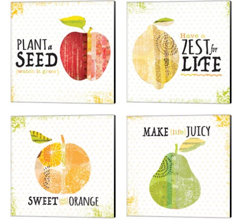 Inspirational Fruit 4 Piece Canvas Print Set by JMB Designs