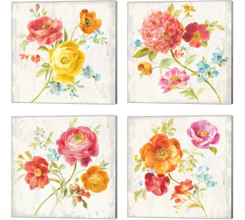 Full Bloom 4 Piece Canvas Print Set by Danhui Nai