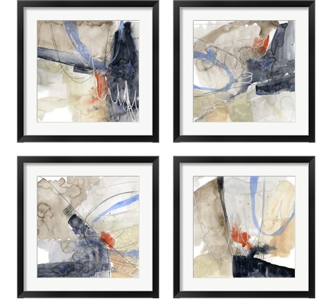 Abstract Coordinates 4 Piece Framed Art Print Set by Jennifer Goldberger