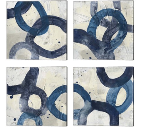 Blue System 4 Piece Canvas Print Set by June Erica Vess