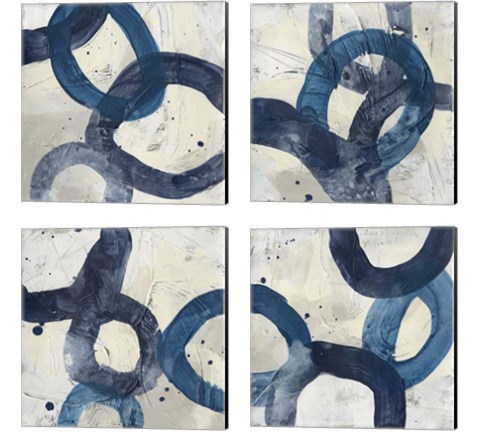 Blue System 4 Piece Canvas Print Set by June Erica Vess
