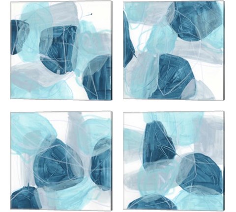 Blue Trance 4 Piece Canvas Print Set by June Erica Vess