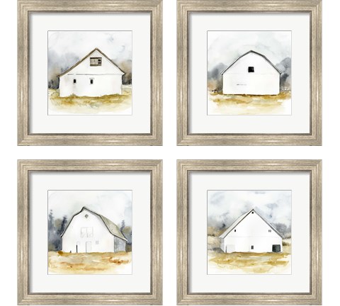 White Barn Watercolor 4 Piece Framed Art Print Set by Victoria Barnes