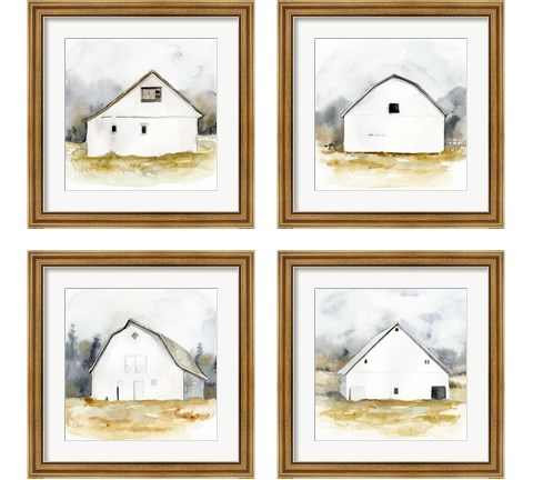 White Barn Watercolor 4 Piece Framed Art Print Set by Victoria Barnes