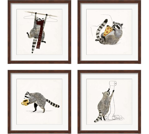 Rascally Raccoon 4 Piece Framed Art Print Set by Victoria Barnes