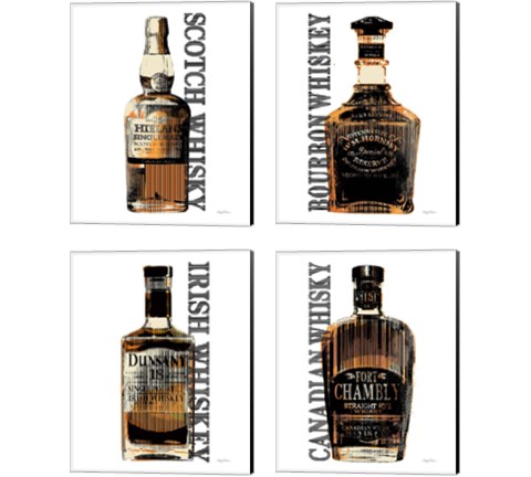 Bourbon Whiskey 4 Piece Canvas Print Set by Avery Tillmon