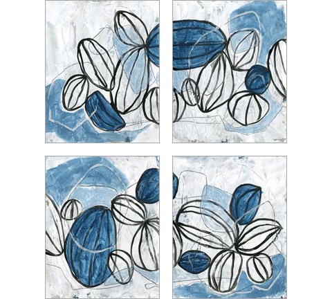 Blue Lanterns 4 Piece Art Print Set by June Erica Vess