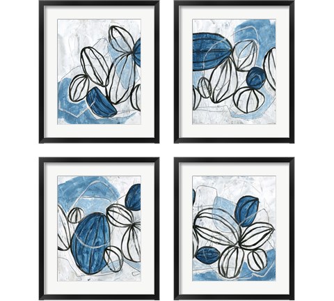 Blue Lanterns 4 Piece Framed Art Print Set by June Erica Vess