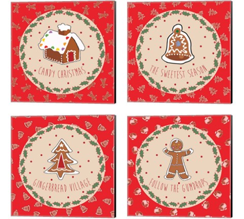 Sweet Christmas 4 Piece Canvas Print Set by Nick Biscardi